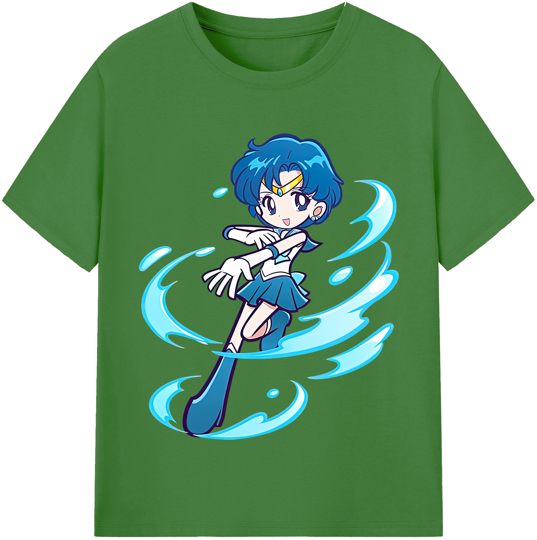 （画像用） 美少女戦士セーラームーン 水野 亜美 みずの あみ Sailor Moon Mizuno Ami レディースカジュアルプリントTシャツ（綿100％）